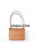 Ata rattan women beach bag with batik lining shapes